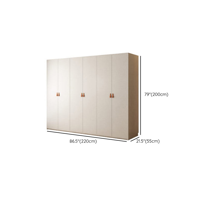 Modern White Wardrobe Cabinet Engineered Wood Wardrobe with Garment Rod