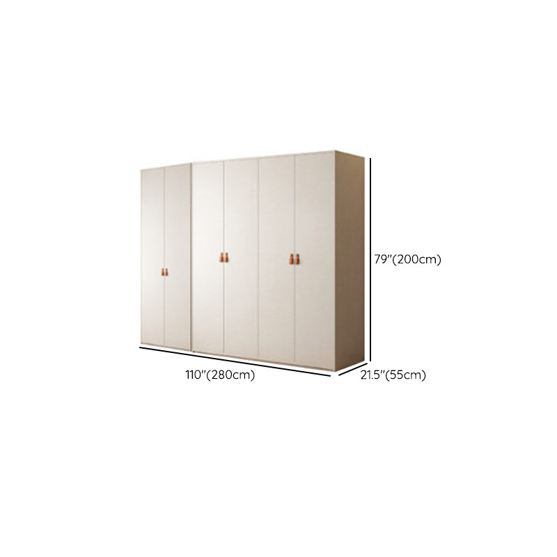 Modern White Wardrobe Cabinet Engineered Wood Wardrobe with Garment Rod