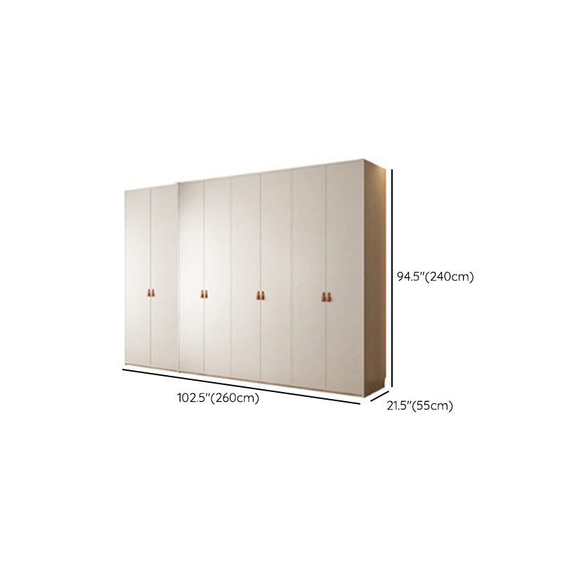 Modern White Wardrobe Cabinet Engineered Wood Wardrobe with Garment Rod
