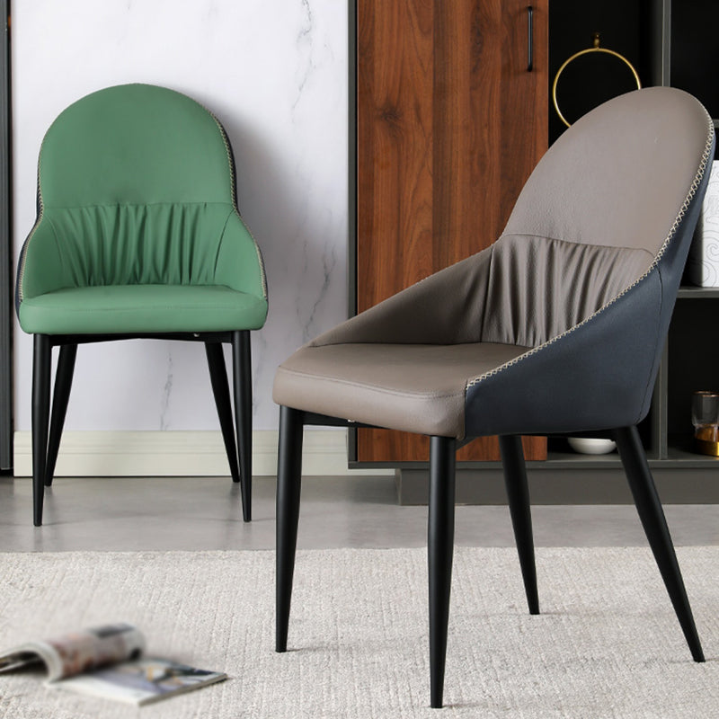 Modern Indoor Upholstered Side Chair Faux Leather Side Chair with Metal Legs