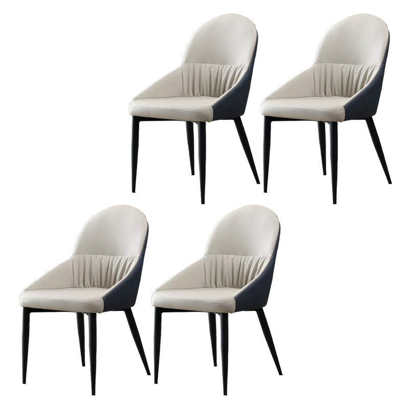 Modern Indoor Upholstered Side Chair Faux Leather Side Chair with Metal Legs