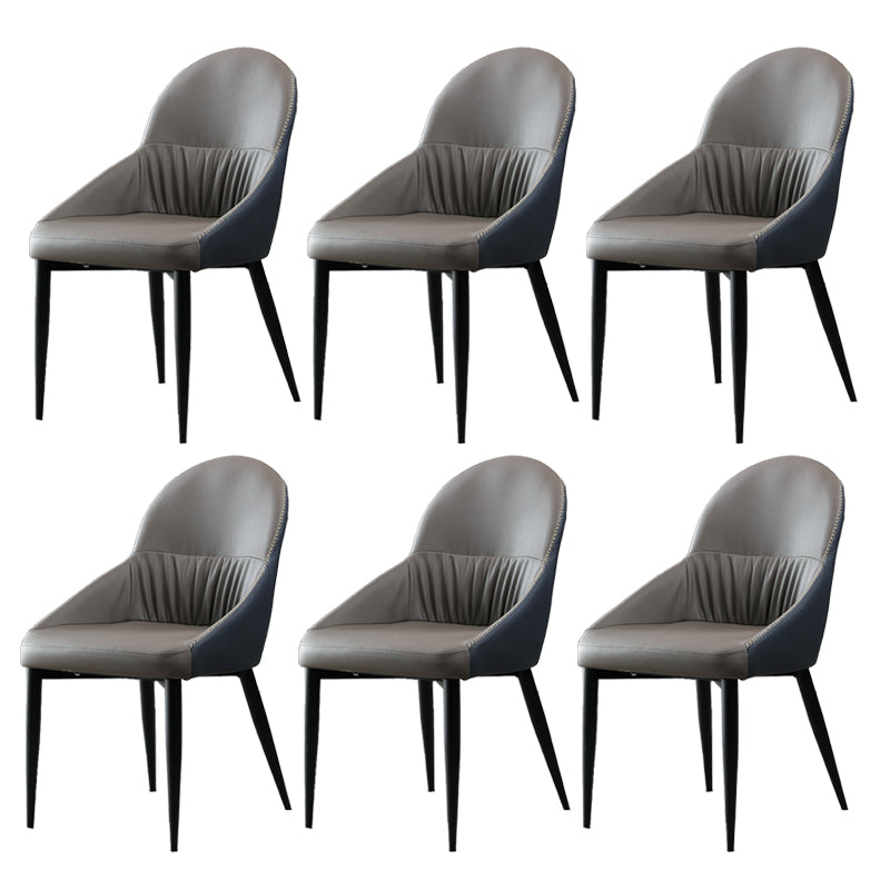 Modern Indoor Upholstered Side Chair Faux Leather Side Chair with Metal Legs