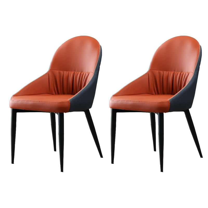 Modern Indoor Upholstered Side Chair Faux Leather Side Chair with Metal Legs