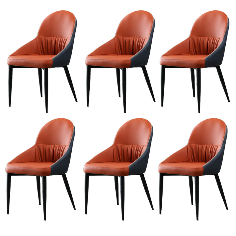 Modern Indoor Upholstered Side Chair Faux Leather Side Chair with Metal Legs