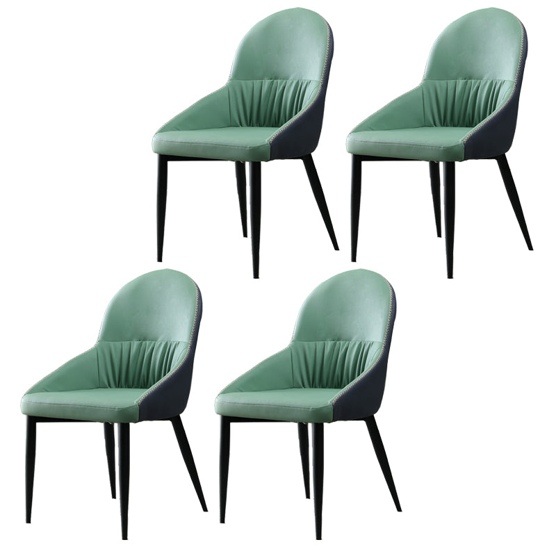 Modern Indoor Upholstered Side Chair Faux Leather Side Chair with Metal Legs