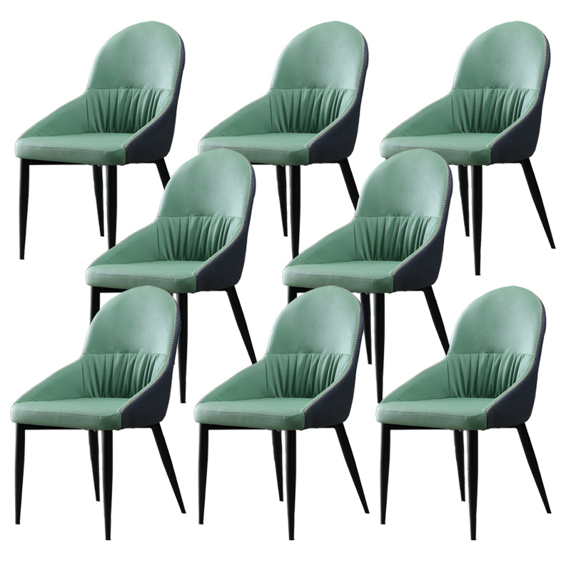 Modern Indoor Upholstered Side Chair Faux Leather Side Chair with Metal Legs