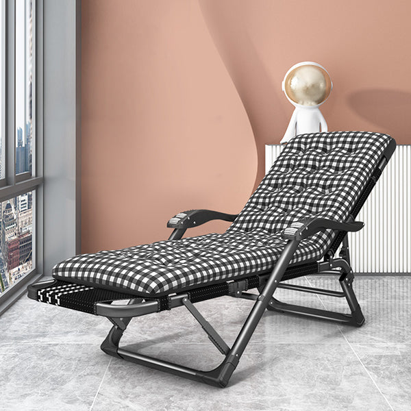 Black Modern Standard Recliner with Position Lock and Metal Base