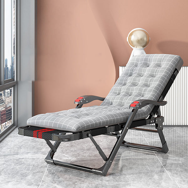 Black Modern Standard Recliner with Position Lock and Metal Base