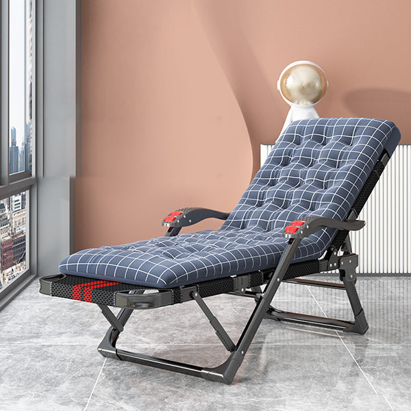 Black Modern Standard Recliner with Position Lock and Metal Base