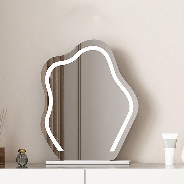 Lighted Mirror Wood White Modern Vanity Dressing Table with Drawers