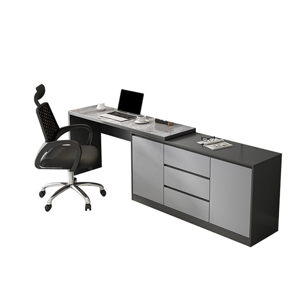 Gray 3-Drawer Wood Vanity Dressing Table with Makeup Table and Stool