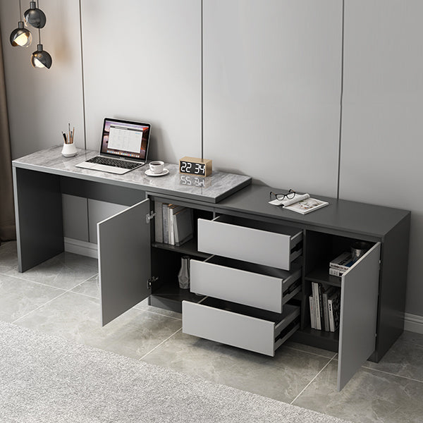 Gray 3-Drawer Wood Vanity Dressing Table with Makeup Table and Stool