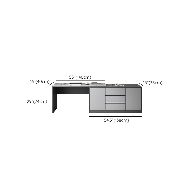 Gray 3-Drawer Wood Vanity Dressing Table with Makeup Table and Stool