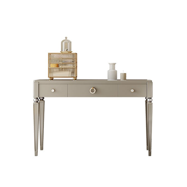 Gray Solid Wood 3-Drawer Makeup Vanity Desk Table with Stool Set