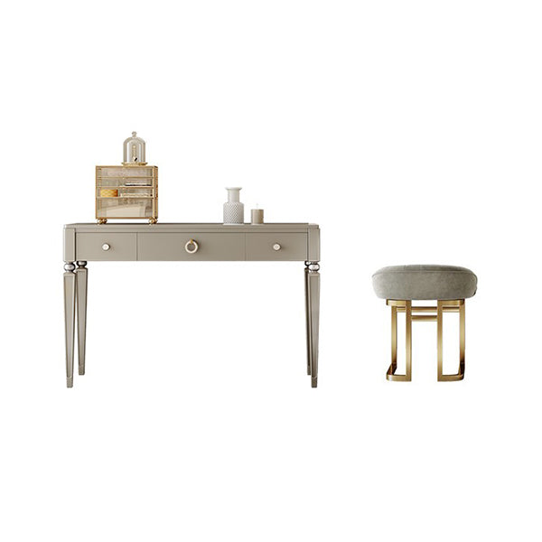 Gray Solid Wood 3-Drawer Makeup Vanity Desk Table with Stool Set