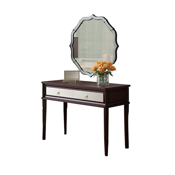 Standing Brown 2-Drawer Bedroom Solid Wood Makeup Vanity Desk Table