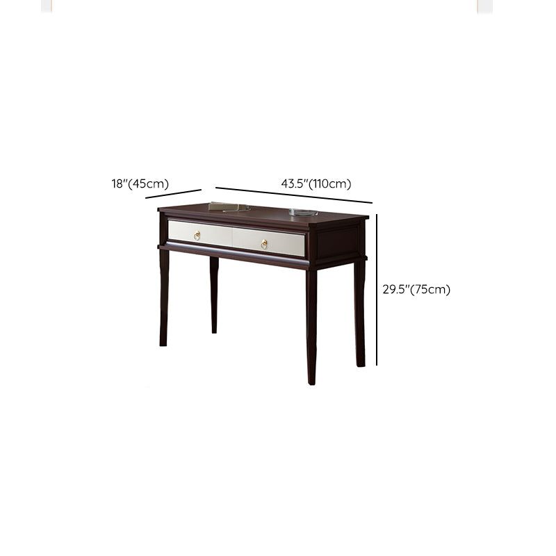 Standing Brown 2-Drawer Bedroom Solid Wood Makeup Vanity Desk Table