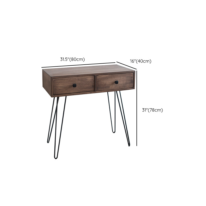 Mid-Century Modern 2-Drawer Solid Wood Brown Standing Vanity Dressing Table