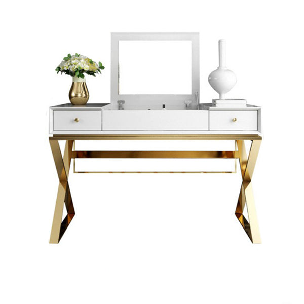 White Mirror and Drawers Included Glam Vanity Dressing Table Set