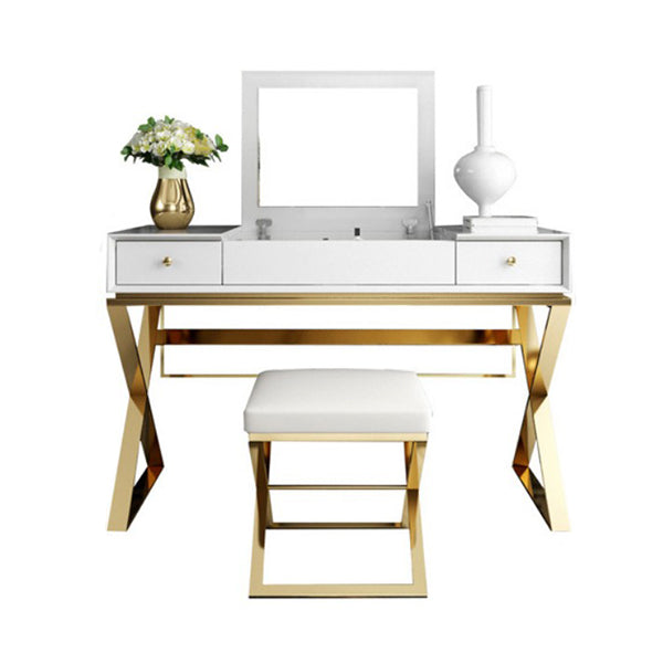 White Mirror and Drawers Included Glam Vanity Dressing Table Set