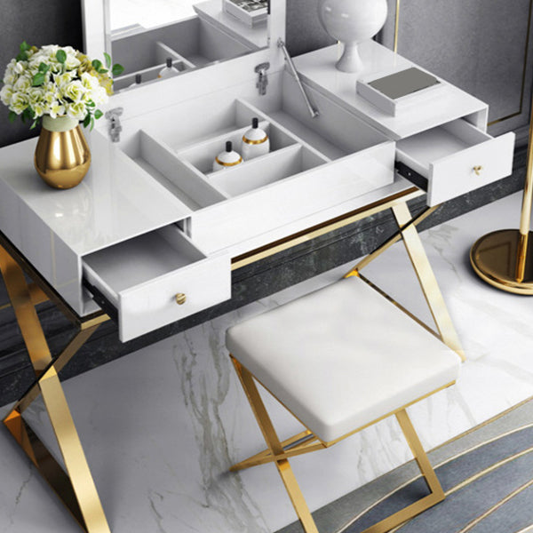 White Mirror and Drawers Included Glam Vanity Dressing Table Set