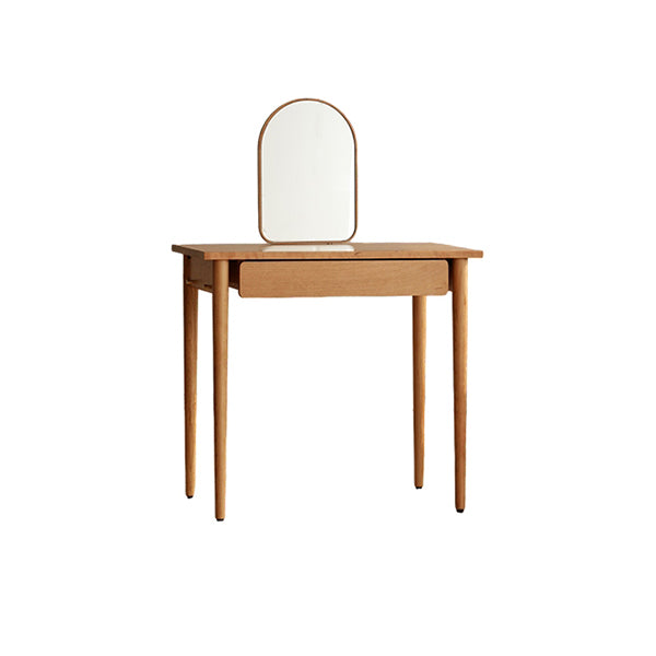 Natural Solid Wood Standing Mirror 1 Drawer Makeup Vanity Desk Table