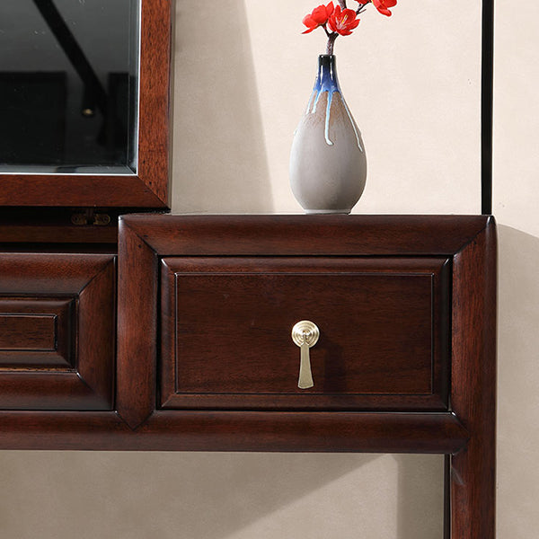 Flip-Top 3 Drawer Solid Wood Vanity Makeup Dressing Table Set