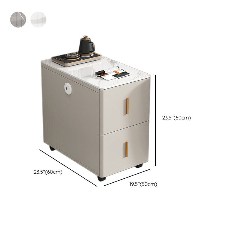 Contemporary Rectangle Sofa Side Accent Table with 2 Drawers