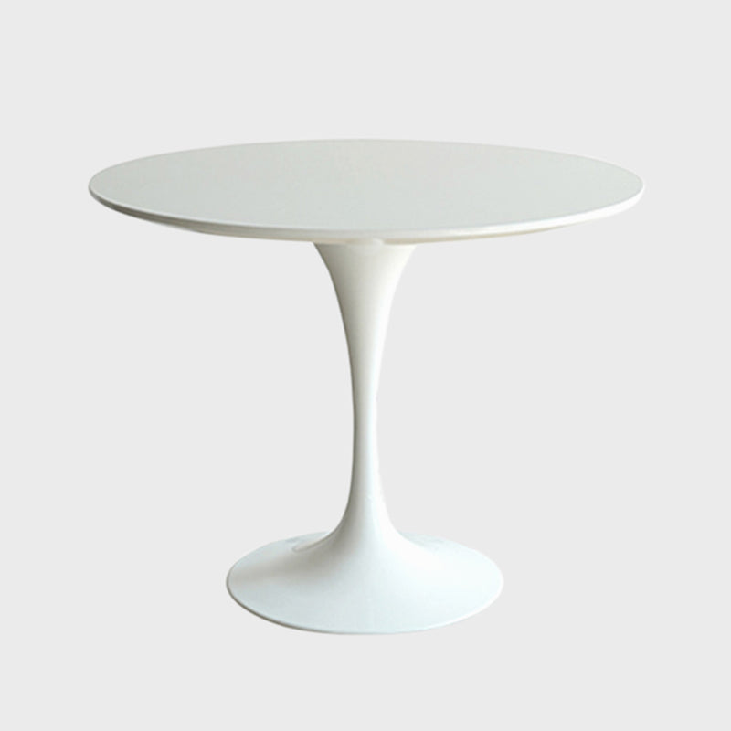 White Modern Round Stone Tabletop Dining Table with Tulip Base