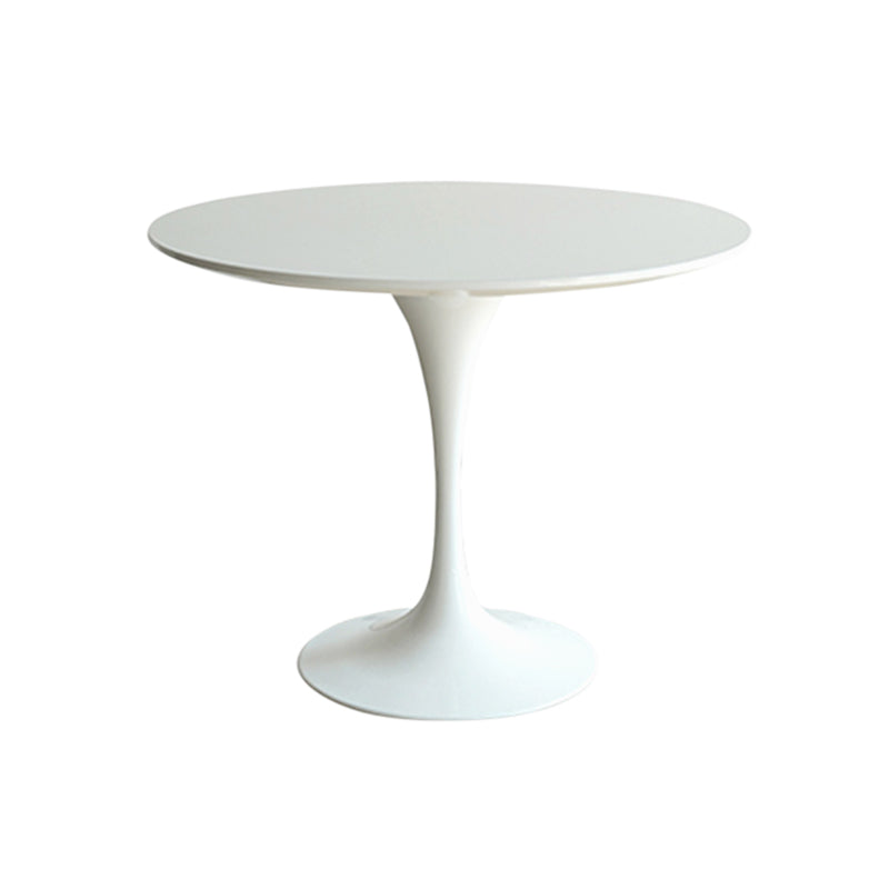 White Modern Round Stone Tabletop Dining Table with Tulip Base