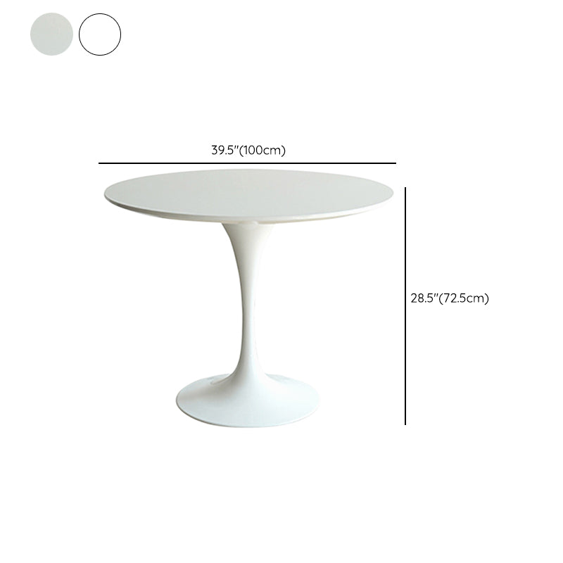 White Modern Round Stone Tabletop Dining Table with Tulip Base