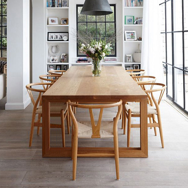 Modern Natural Pine Rectangular Top Dining Table with 4 Legs