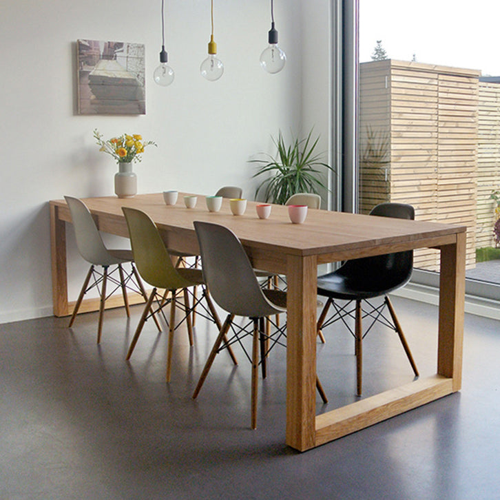 Modern Natural Pine Rectangular Top Dining Table with 4 Legs