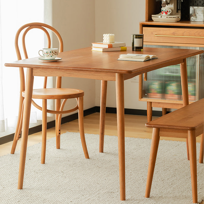 Modern Rectangular Solid Wood Tabletop Dining Table with 4 Legs