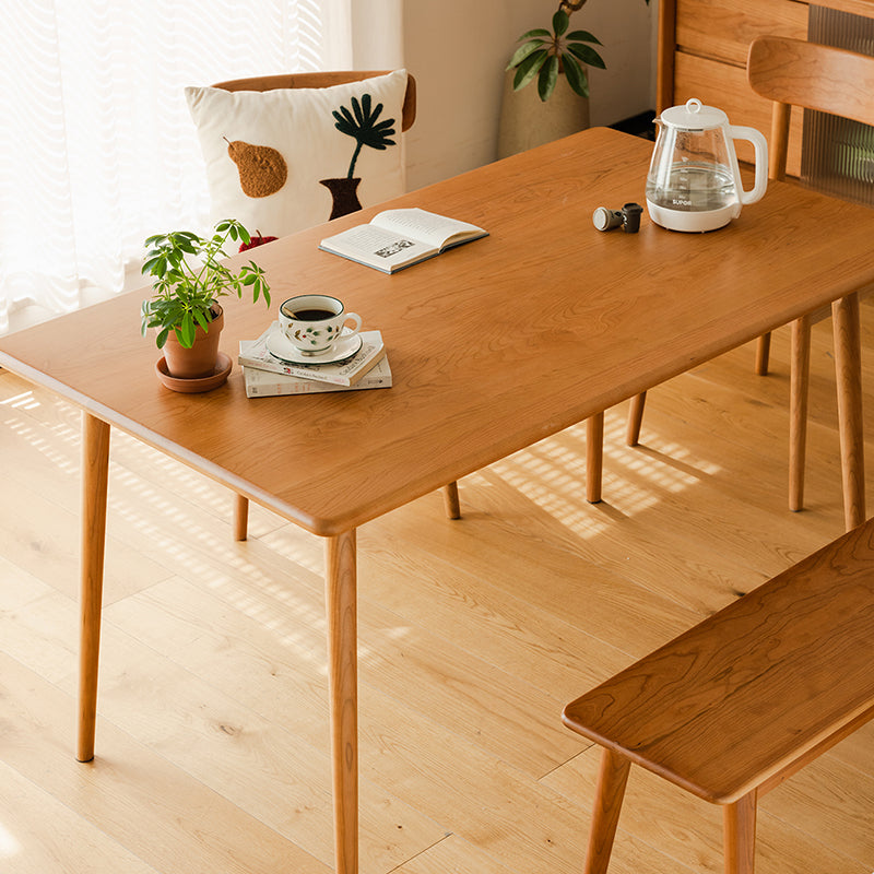Modern Rectangular Solid Wood Tabletop Dining Table with 4 Legs
