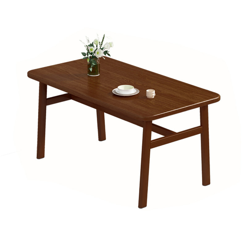 Contemporary Rectangular Wooden Dining Table with Stainless Steel Trestle