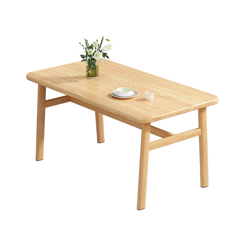 Contemporary Rectangular Wooden Dining Table with Stainless Steel Trestle