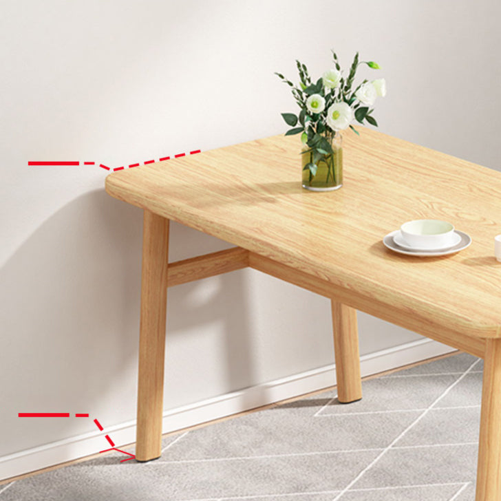 Contemporary Rectangular Wooden Dining Table with Stainless Steel Trestle