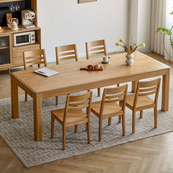 Contemporary Rectangular Solid Wood Dining Table with 4 Foot