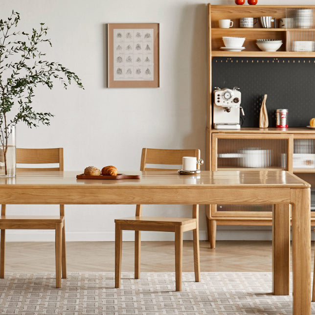 Contemporary Rectangular Solid Wood Dining Table with 4 Foot