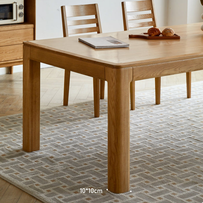 Contemporary Rectangular Solid Wood Dining Table with 4 Foot