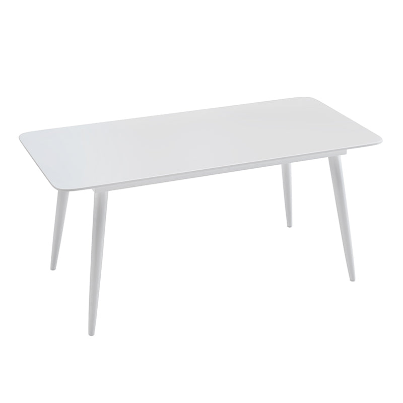 Contemporary White Rectangular Stone Dining Table with Steel Legs