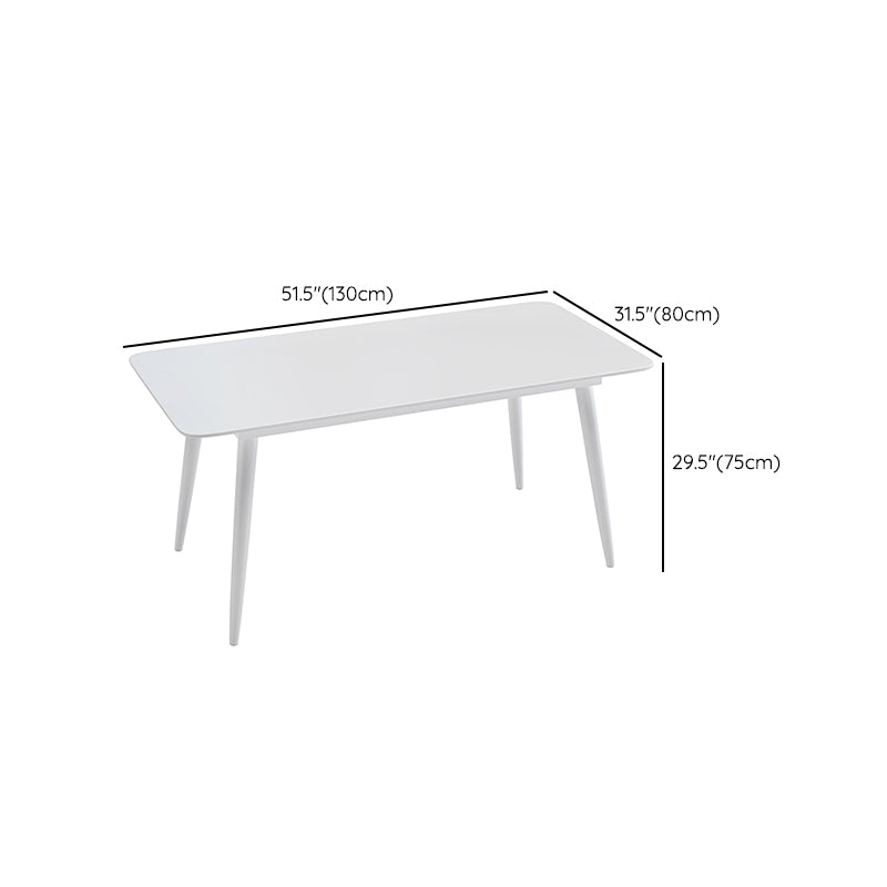 Contemporary White Rectangular Stone Dining Table with Steel Legs