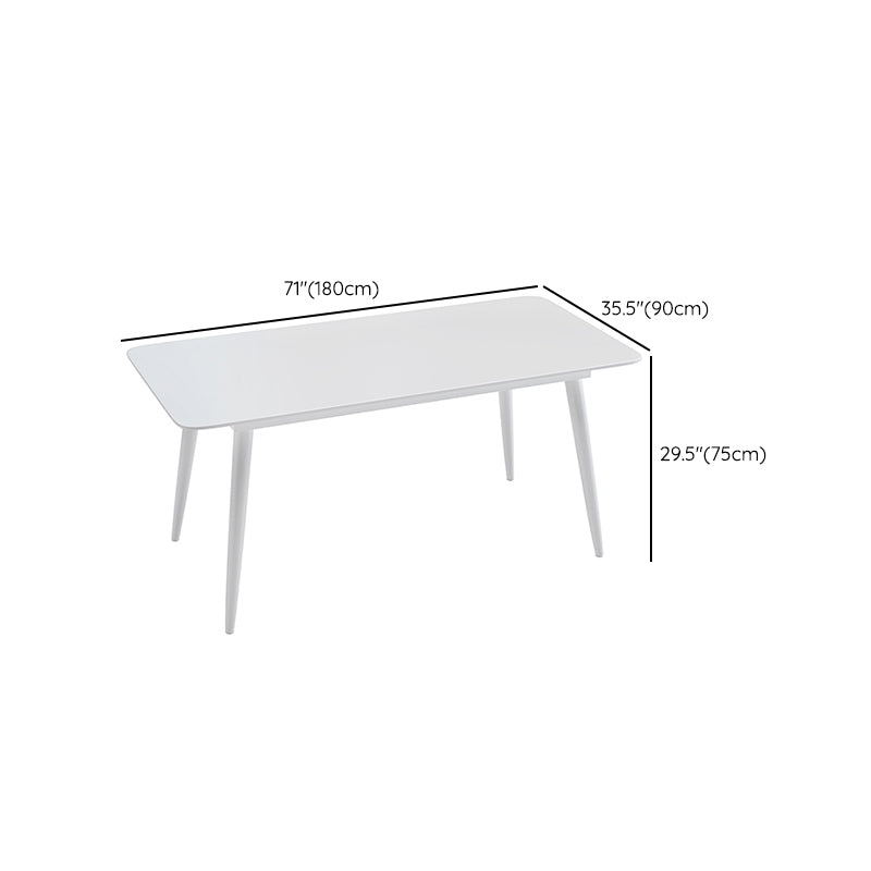 Contemporary White Rectangular Stone Dining Table with Steel Legs