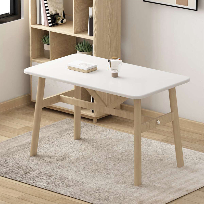 Contemporary Rectangular Wooden Dining Table with 4 Metal Foot