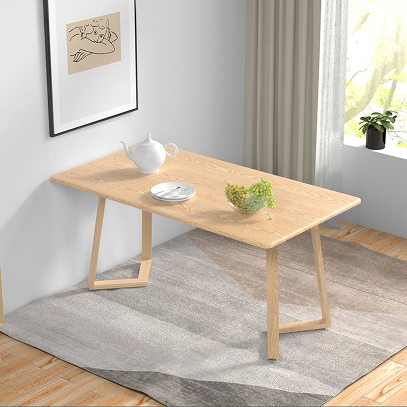 Contemporary Rectangular White and Walnut Wooden Dining Table with Double Pedestal