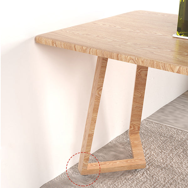 Contemporary Rectangular White and Walnut Wooden Dining Table with Double Pedestal