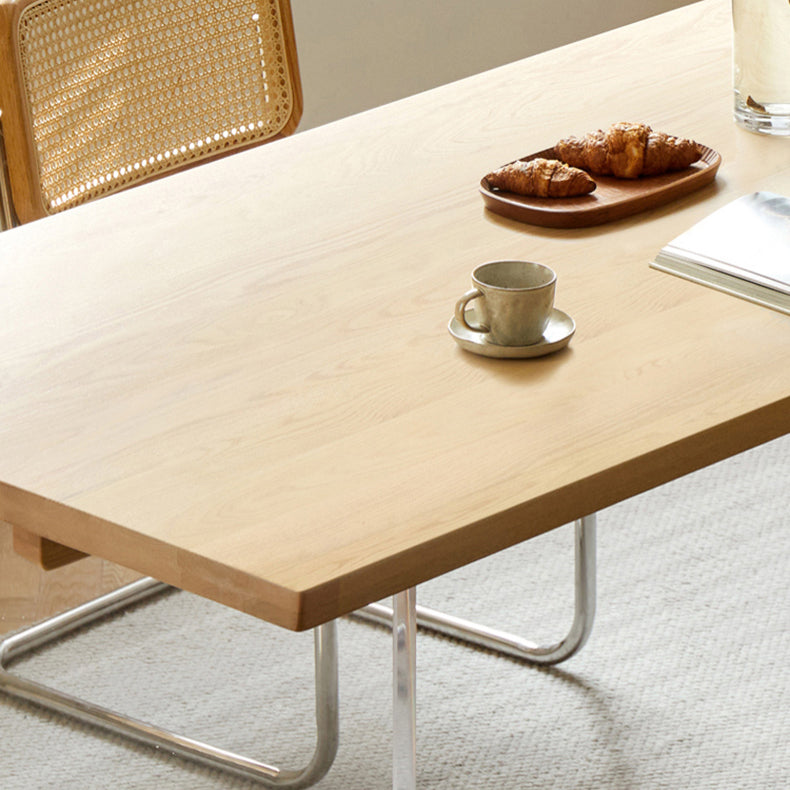 Contemporary Solid Wood Top and Acrylic Base Dining Table Set