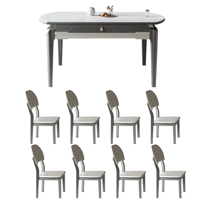1/5/7/9 Pieces White Stainless Steel Top Dining Set for Home