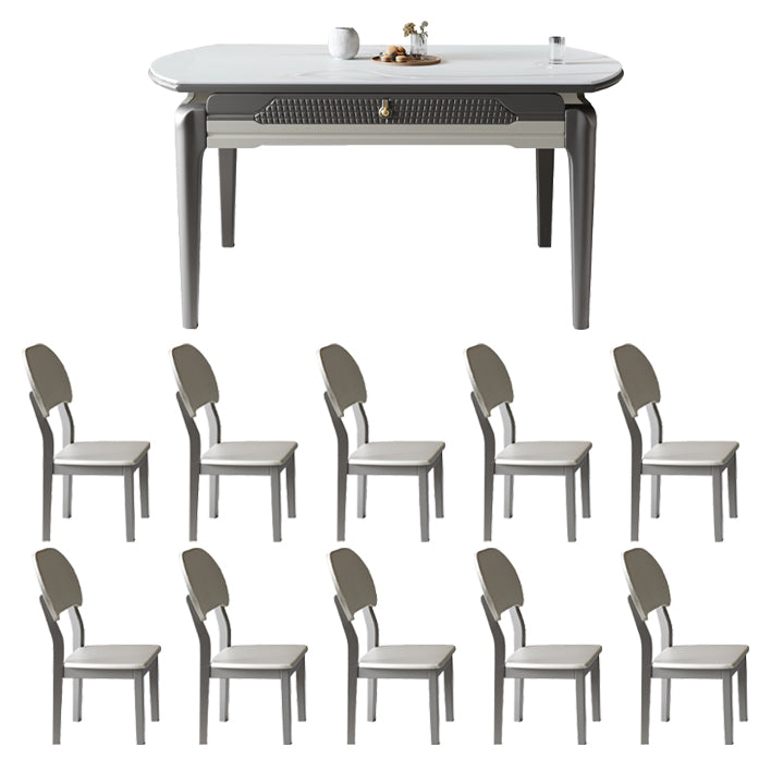 1/5/7/9 Pieces White Stainless Steel Top Dining Set for Home